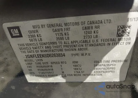 2013 Chevrolet Equinox 1Lt z USA, uszkodzony, nr VIN 2GNFLEEK6D6263834